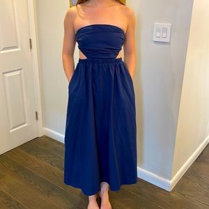 Navy Petal & Pup strapless midi dress